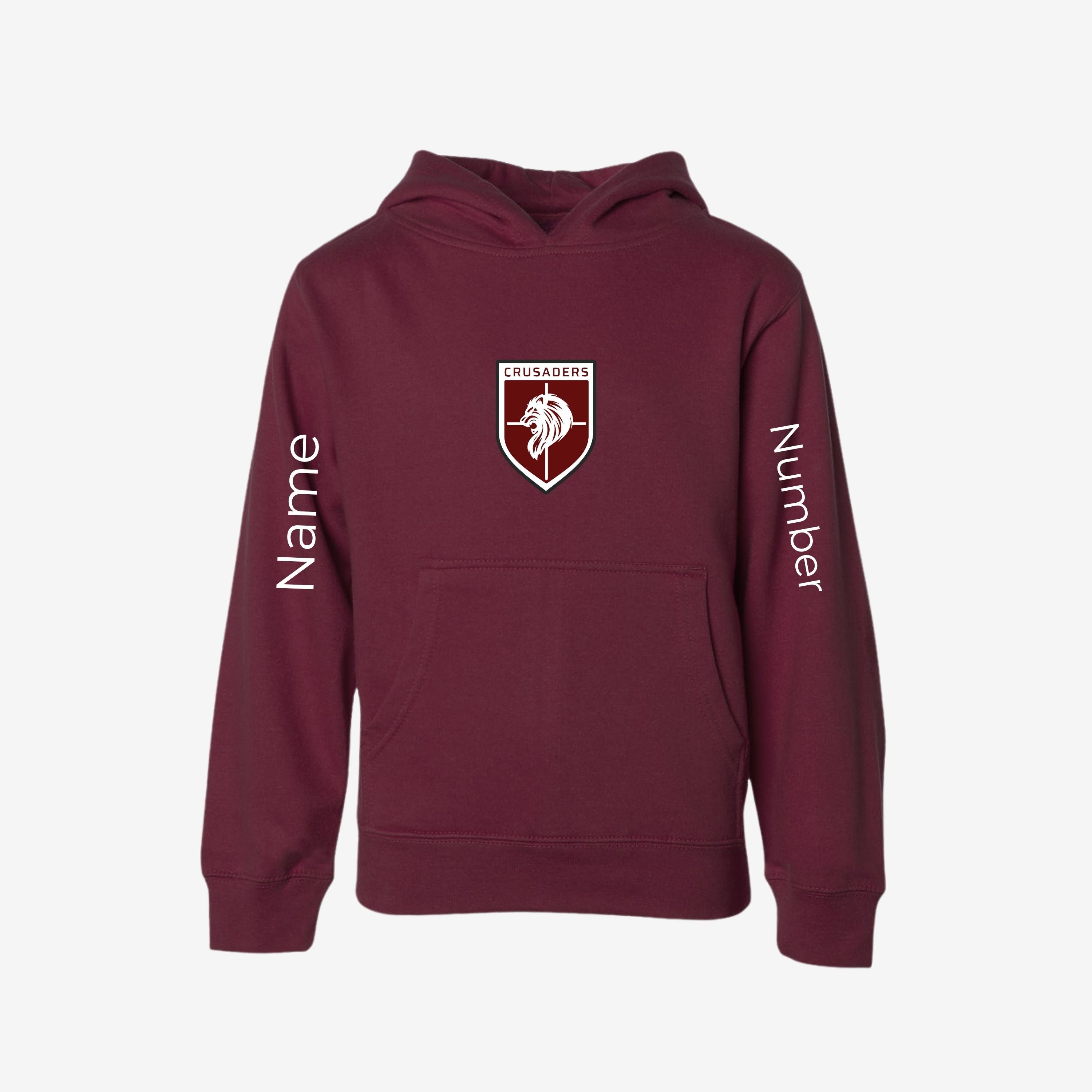 maroon hoodie with name and number 