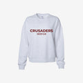 grey crewneck with maroon letters