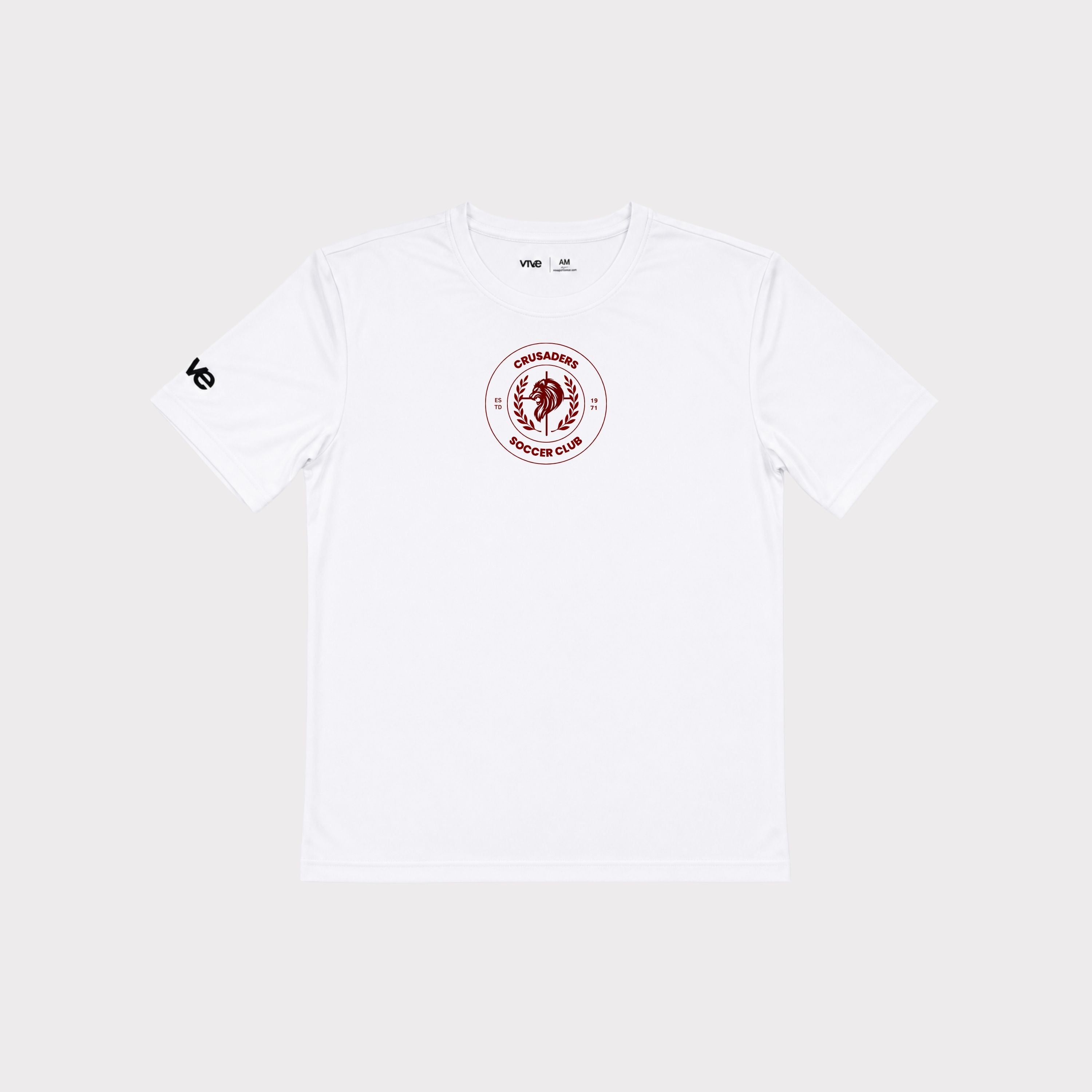 white t shirt with maroon logo