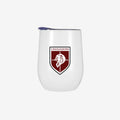 white cup with crusaders logo