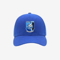 blue hat with logo