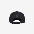 back view of black hat