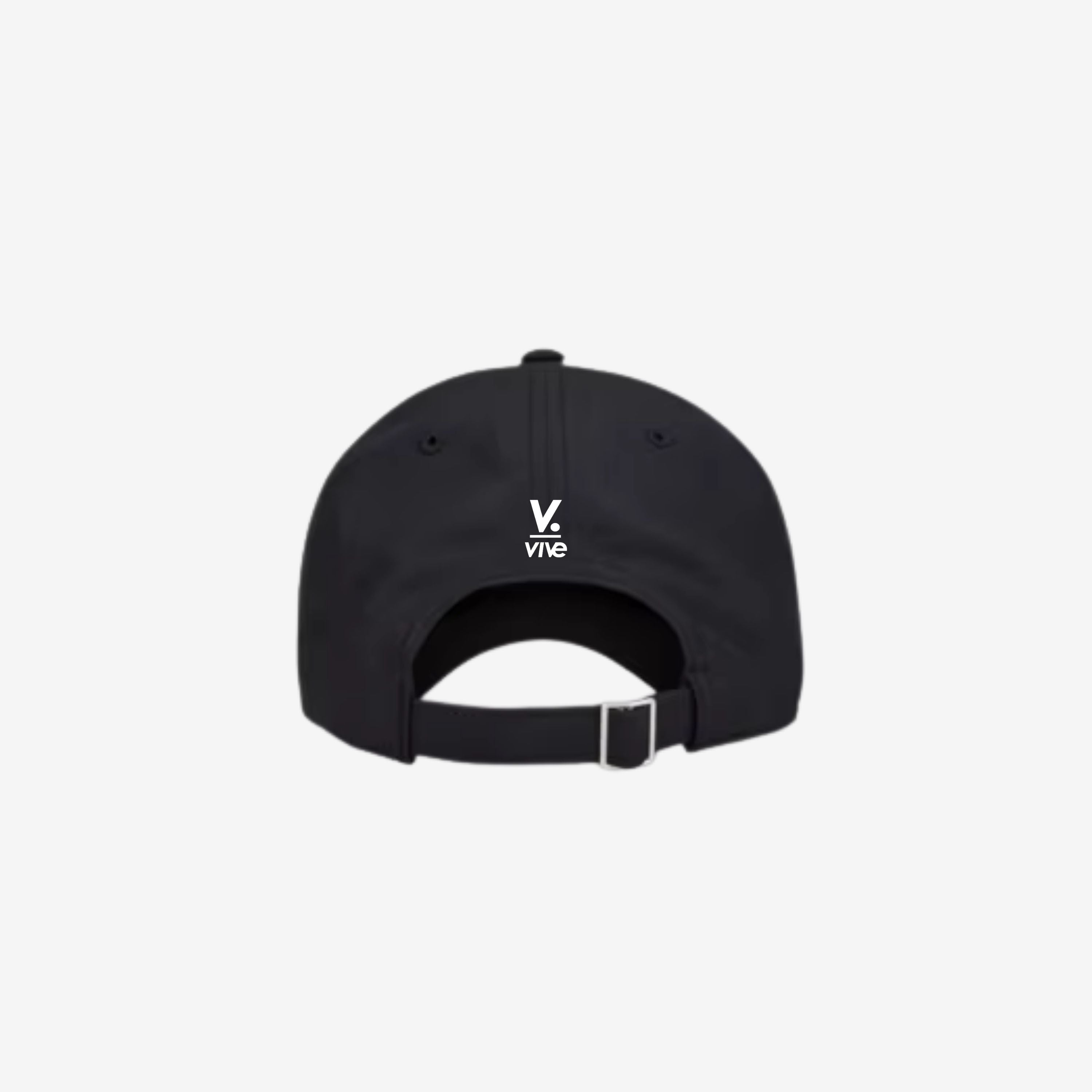 back view of black hat