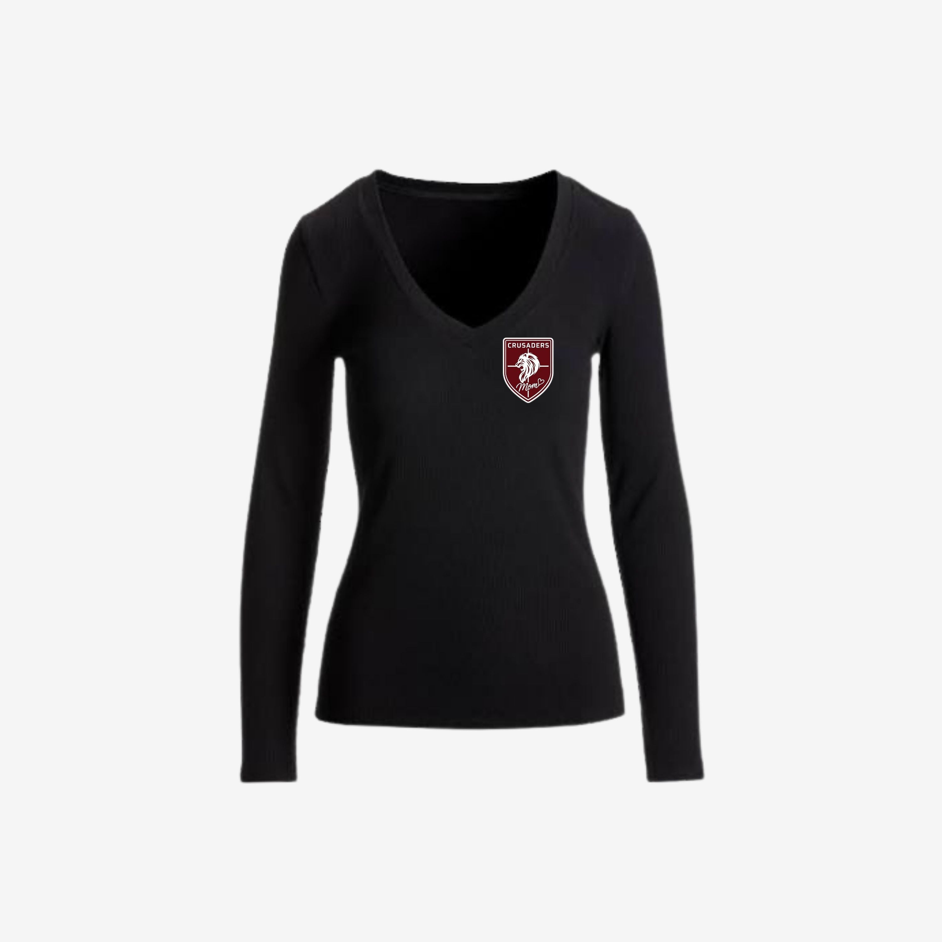 long sleeve black v neck top