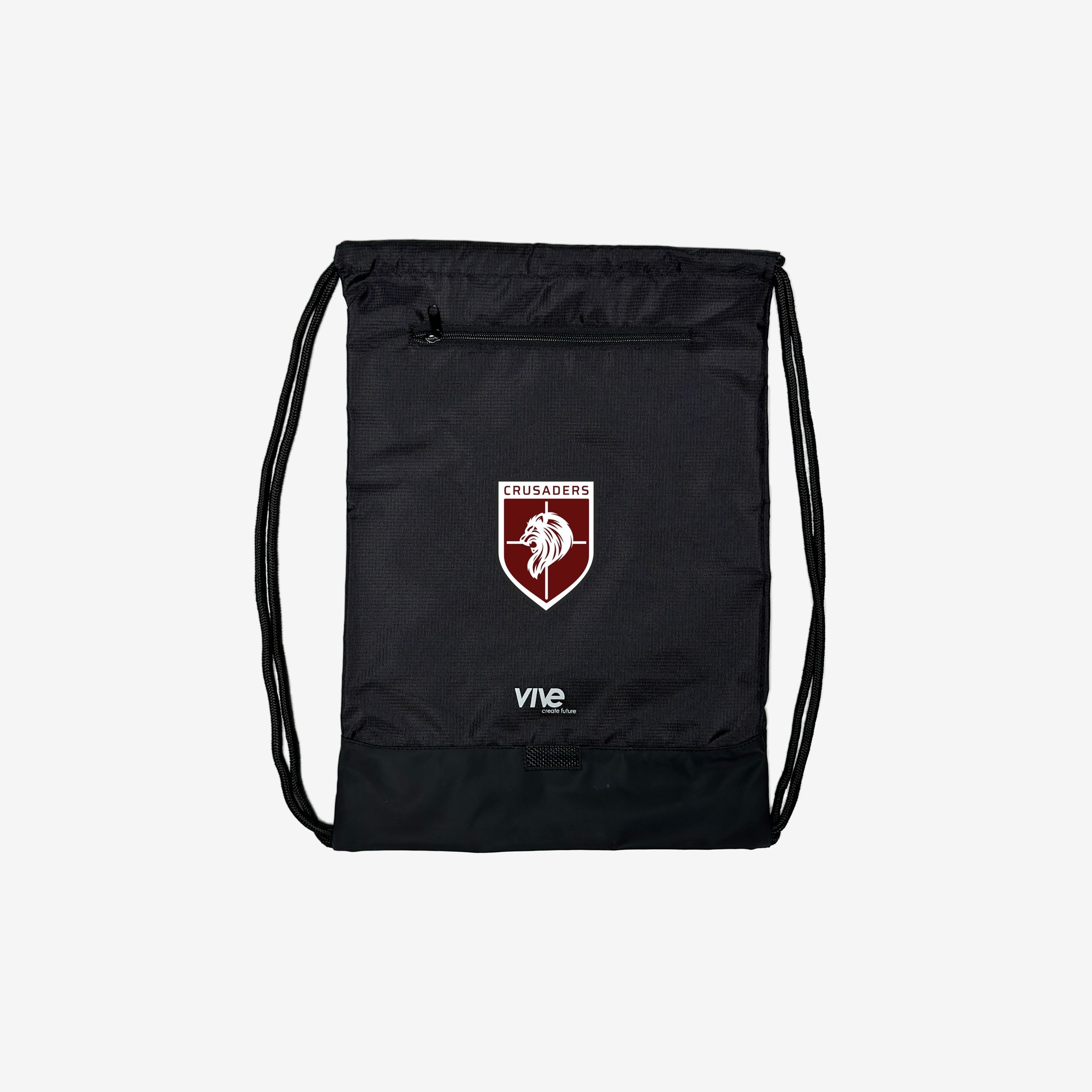 black drawstring bag