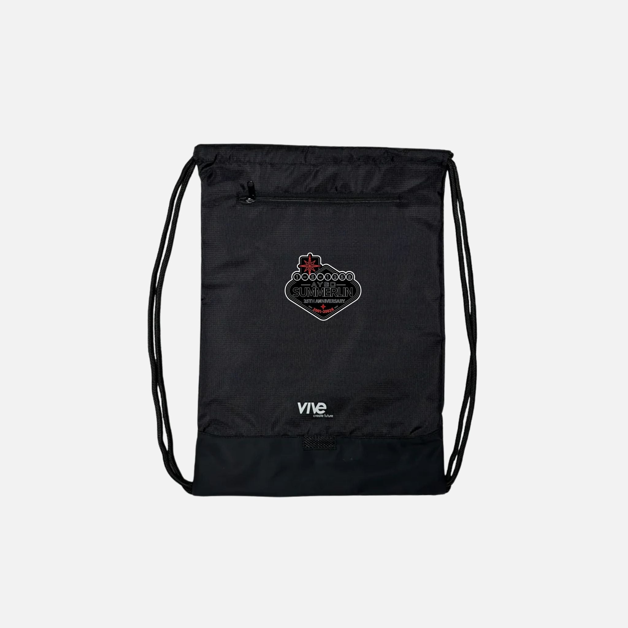 black drawstring bag