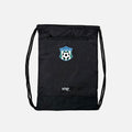 black drawstring bag