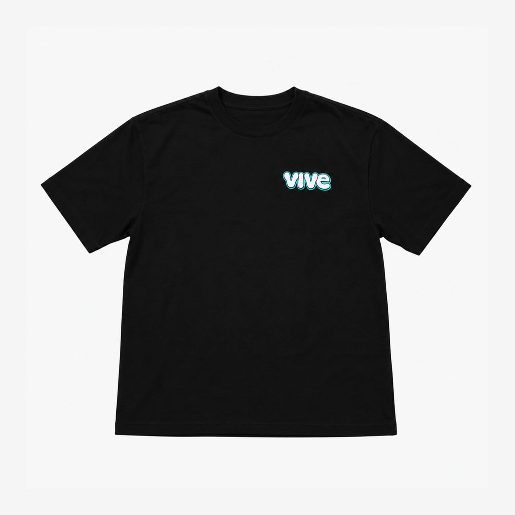 black tee with vive 
