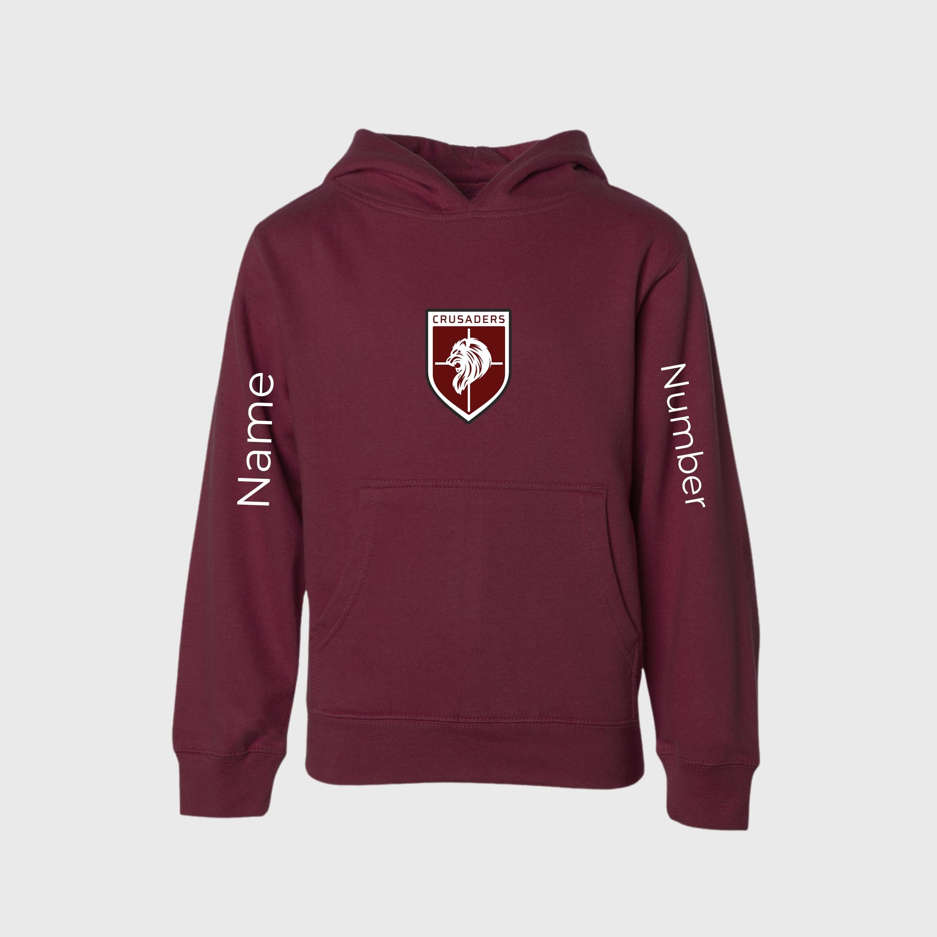 maroon hoodie with personalized details