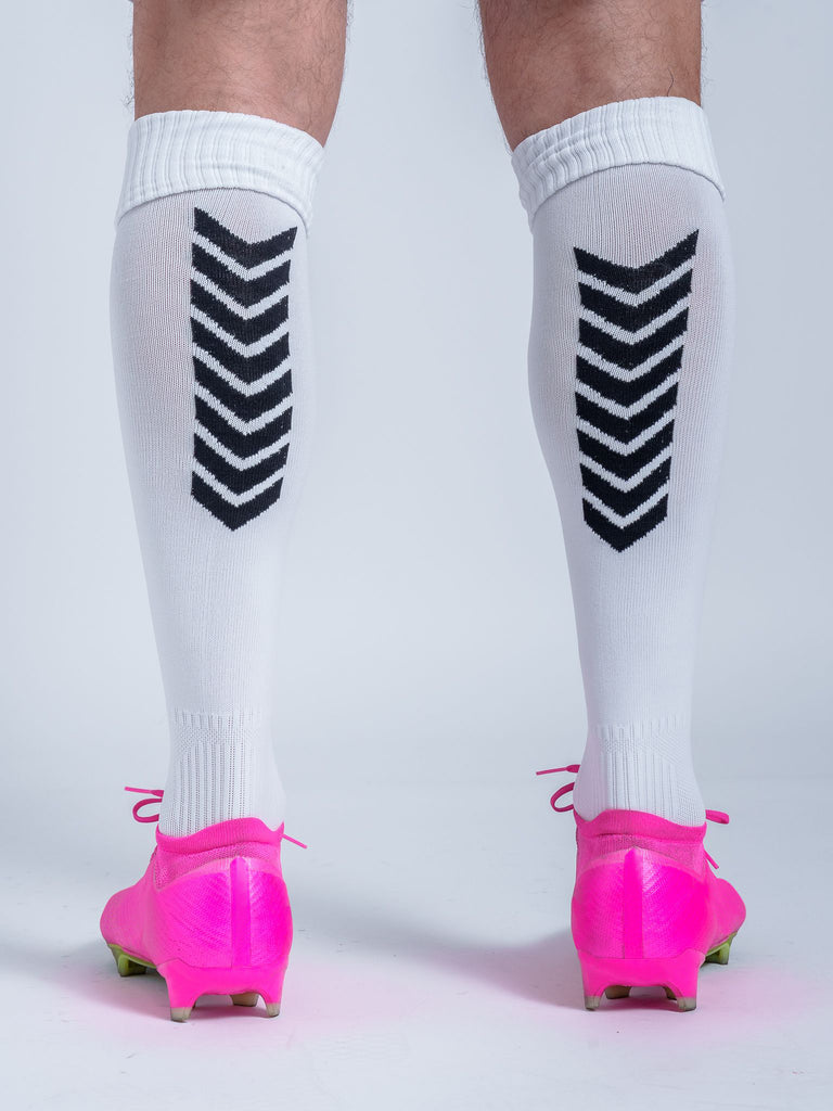 Superar Soccer Socks on Model backside - White with Black detail from VIVE