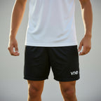 A pair of black soccer training shorts with a soft, stretch elastic waistband and the brand 'VIVE' logo on the front.