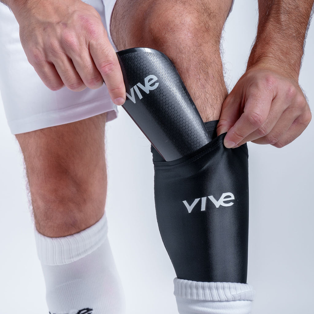 Victory Soccer Shin Guards - Black color with White design from VIVE