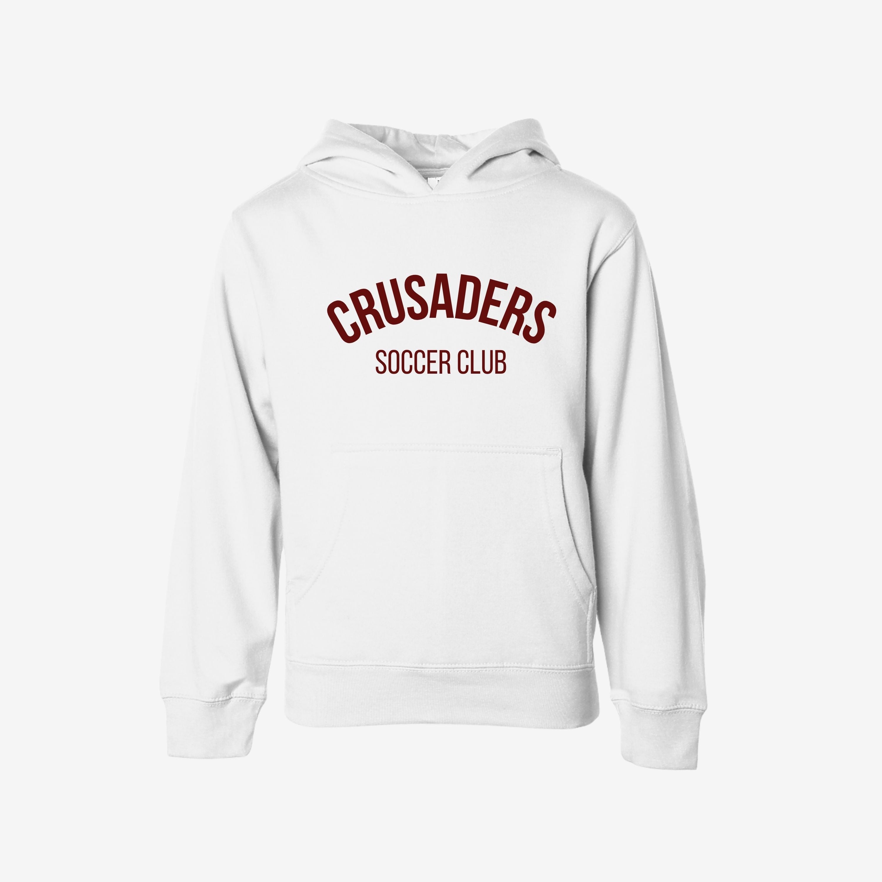 white hoodie with maroon wording