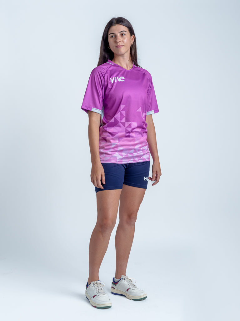Campeones Soccer Training Jersey on Model Full Body - Mauve color with White design from VIVE