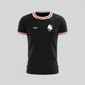 VIVE Create Future black polyester jersey with white horseman logo and red/white trim on sleeves and neck.