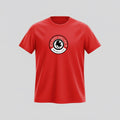VIVE Create Future red cotton t-shirt with Sleepy Hollow Football Club logo on chest. Short sleeves, crew neck.