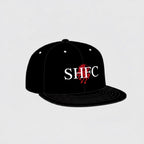VIVE Create Future black flat brim hat with white SHFC logo and red headless horseman graphic.
