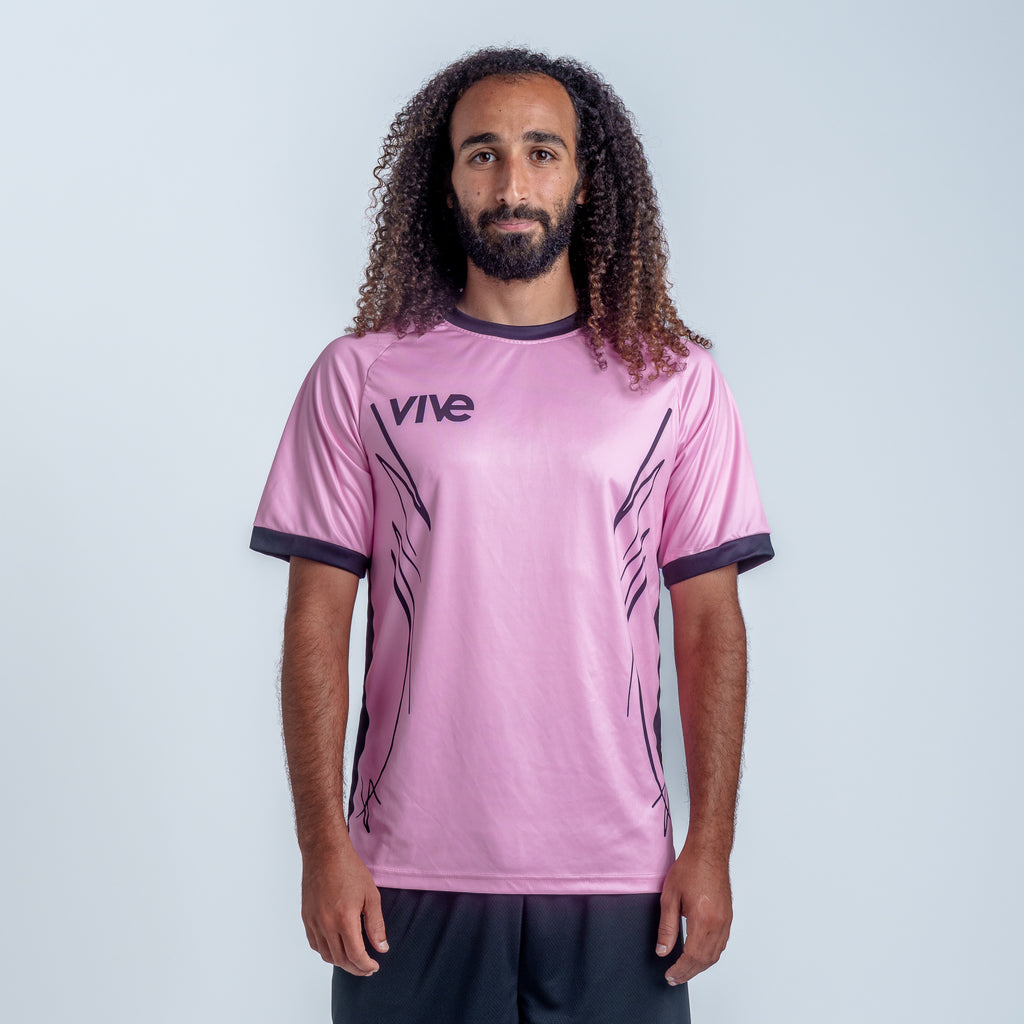 Espejo Soccer Training Jersey on Model - Pink color with Black design from Vive