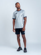 Espejo Soccer Training Jersey on Model Full Body - Grey color with Black design from VIVE