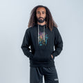 The Movement Hoodie on Model - Black color with Multi color design from VIVE