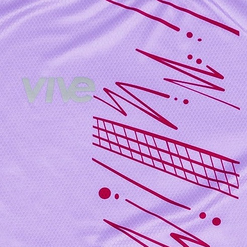 Flashes Soccer Jersey close up view - Purple and Black color with red design from VIVE