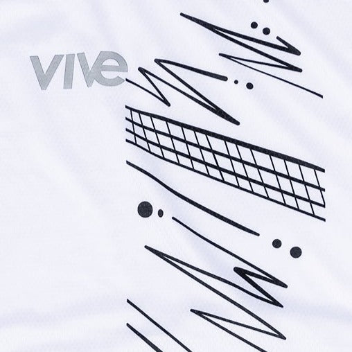 Flashes Soccer Jersey close up view - White and Black color design from VIVE