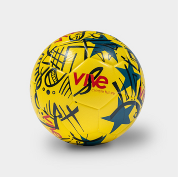 Elite Grafico Size 5 Soccer Ball - Yellow and Black and Blue with red lettering from Vive