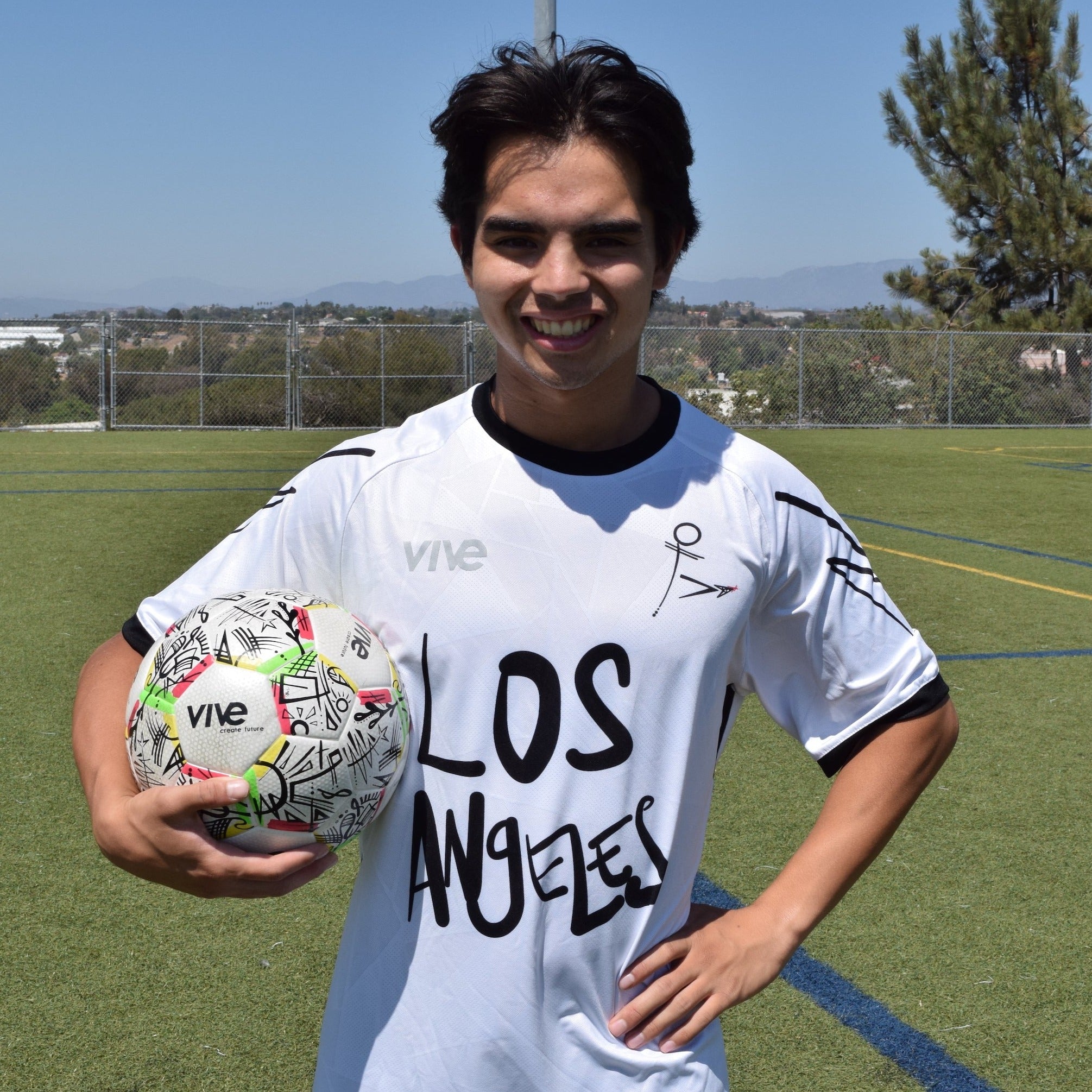 Ultimate Soccer Jersey Los Angeles soccer player - White color with Black lettering from VIVE
