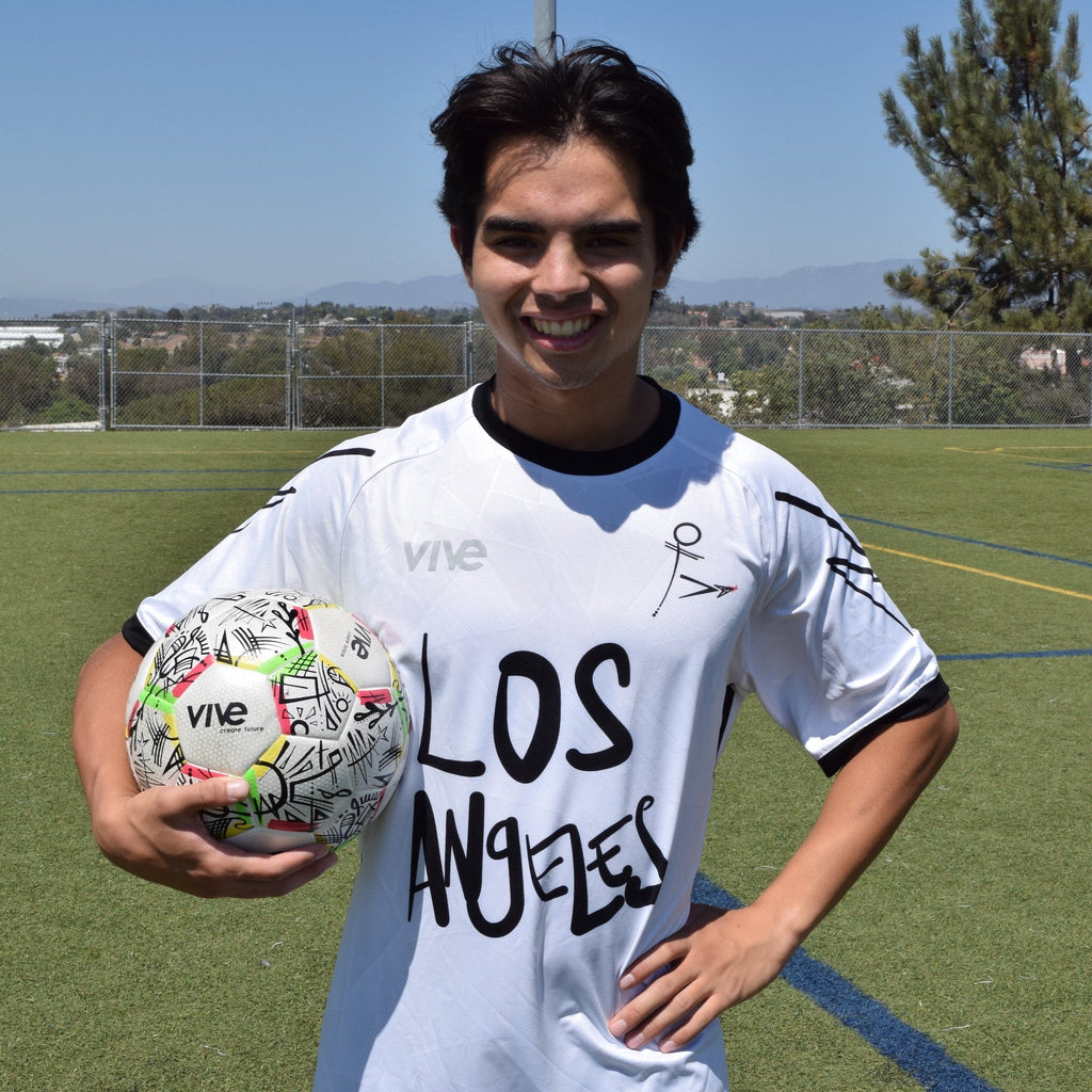 Ultimate Soccer Jersey Los Angeles soccer player - White color with Black lettering from VIVE
