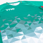 Campeones Soccer Training Jersey close up view  - Green color and Red trim design from VIVE