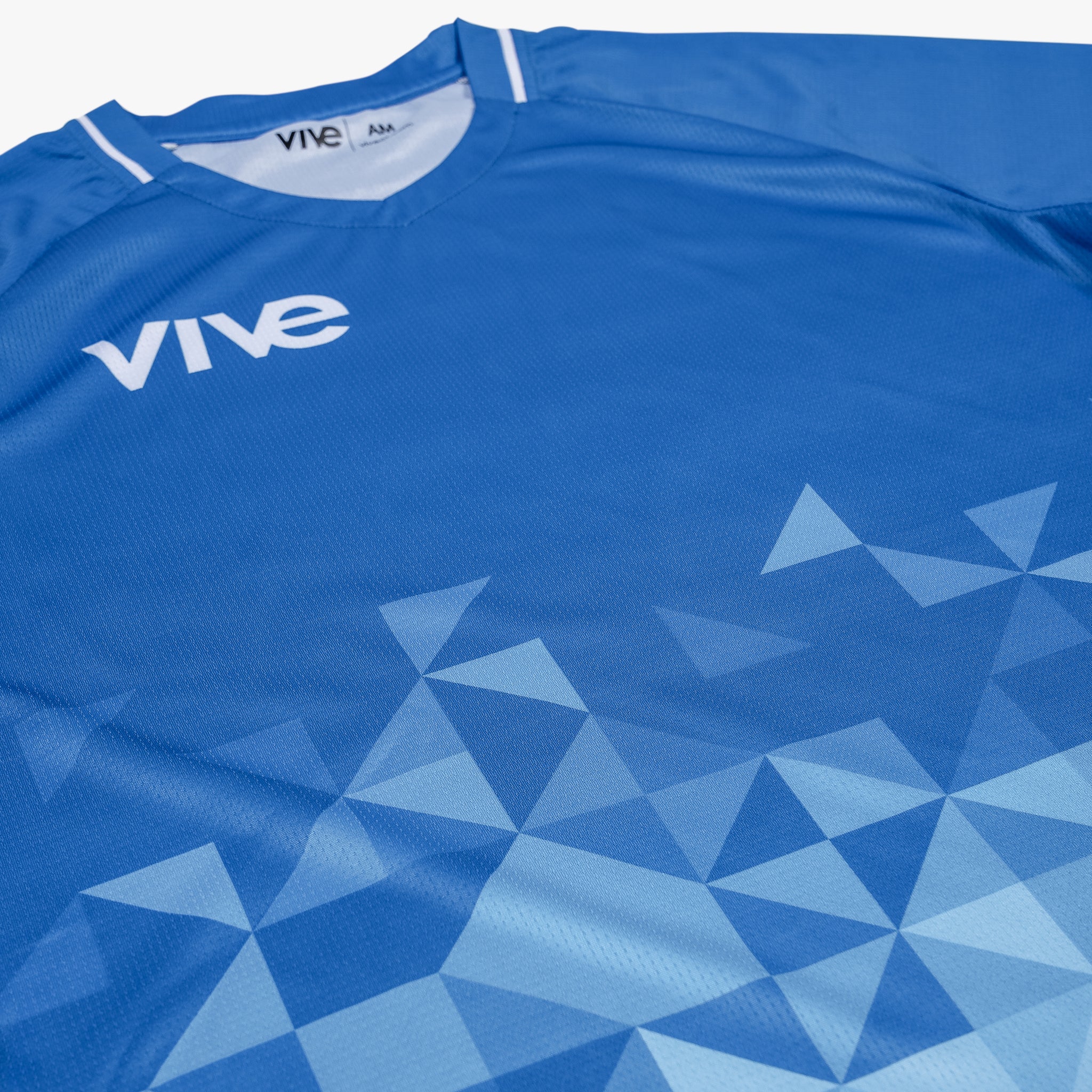 Campeones Soccer Training Jersey Close Up - Blue color with White design from VIVE