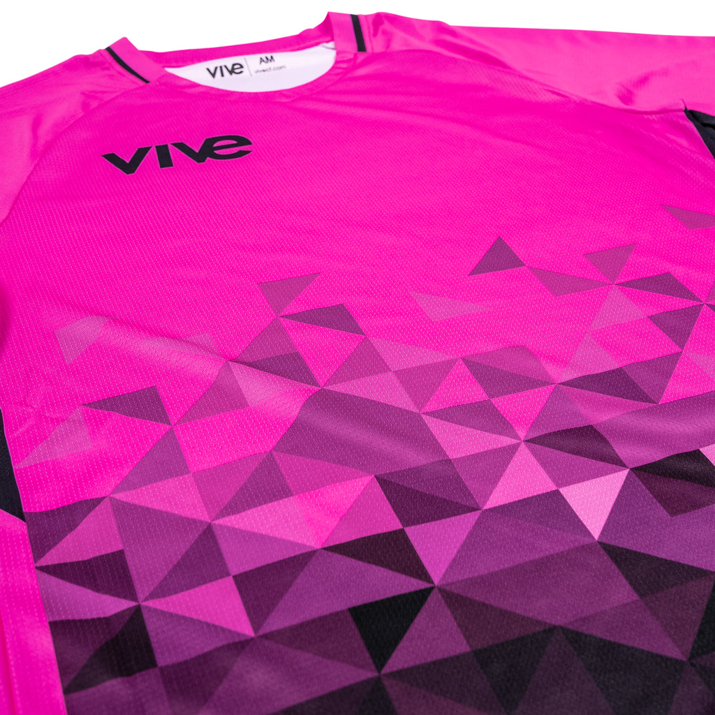 Campeones Soccer Training Jersey close up view - Pink color with Black design from VIVE