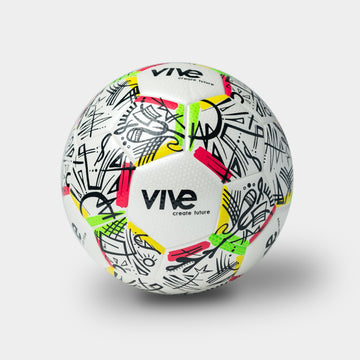 Campeones Size 5 Soccer Ball - White color with black artwork and red yellow red trim from Vive