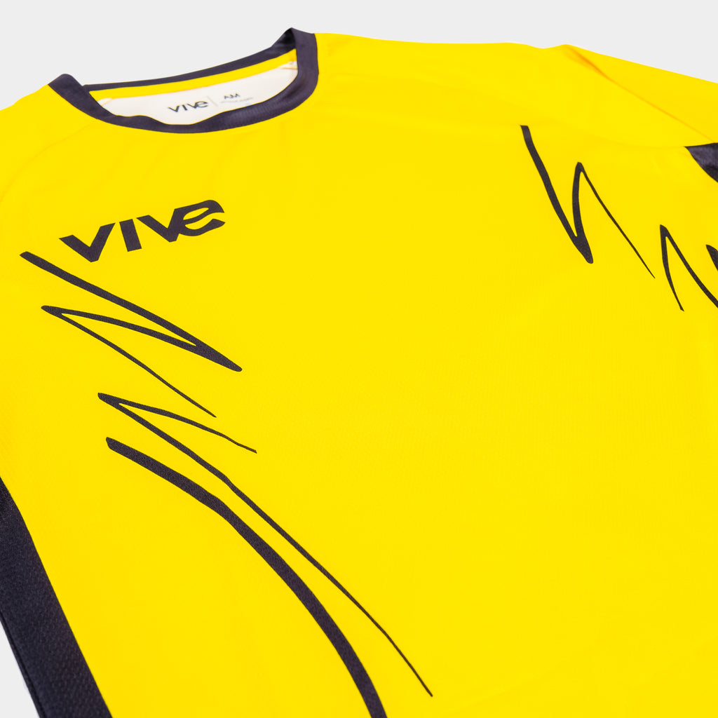 Espejo Soccer Goalie Jersey side view - Yellow color with Black design from VIVE