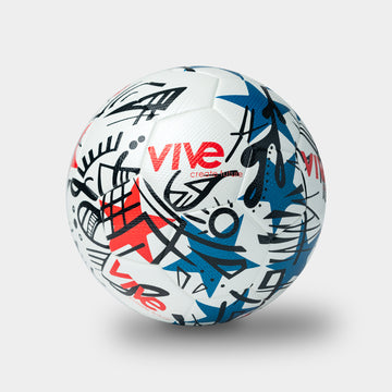 Grafico Size 4 Soccer Ball - White with Black artwork design and red and blue stars from Vive