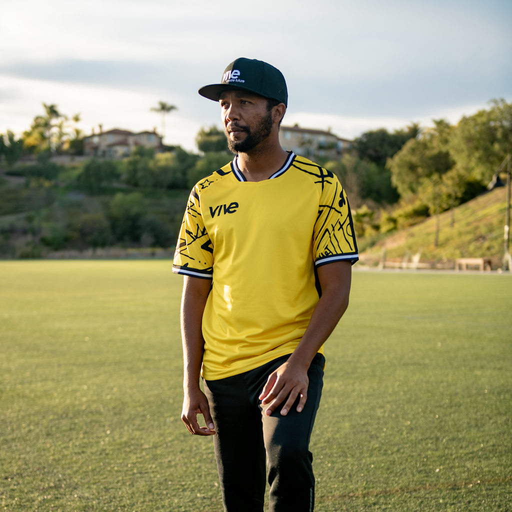Logo Snapback Hat soccer player - Black with White lettering from VIVE