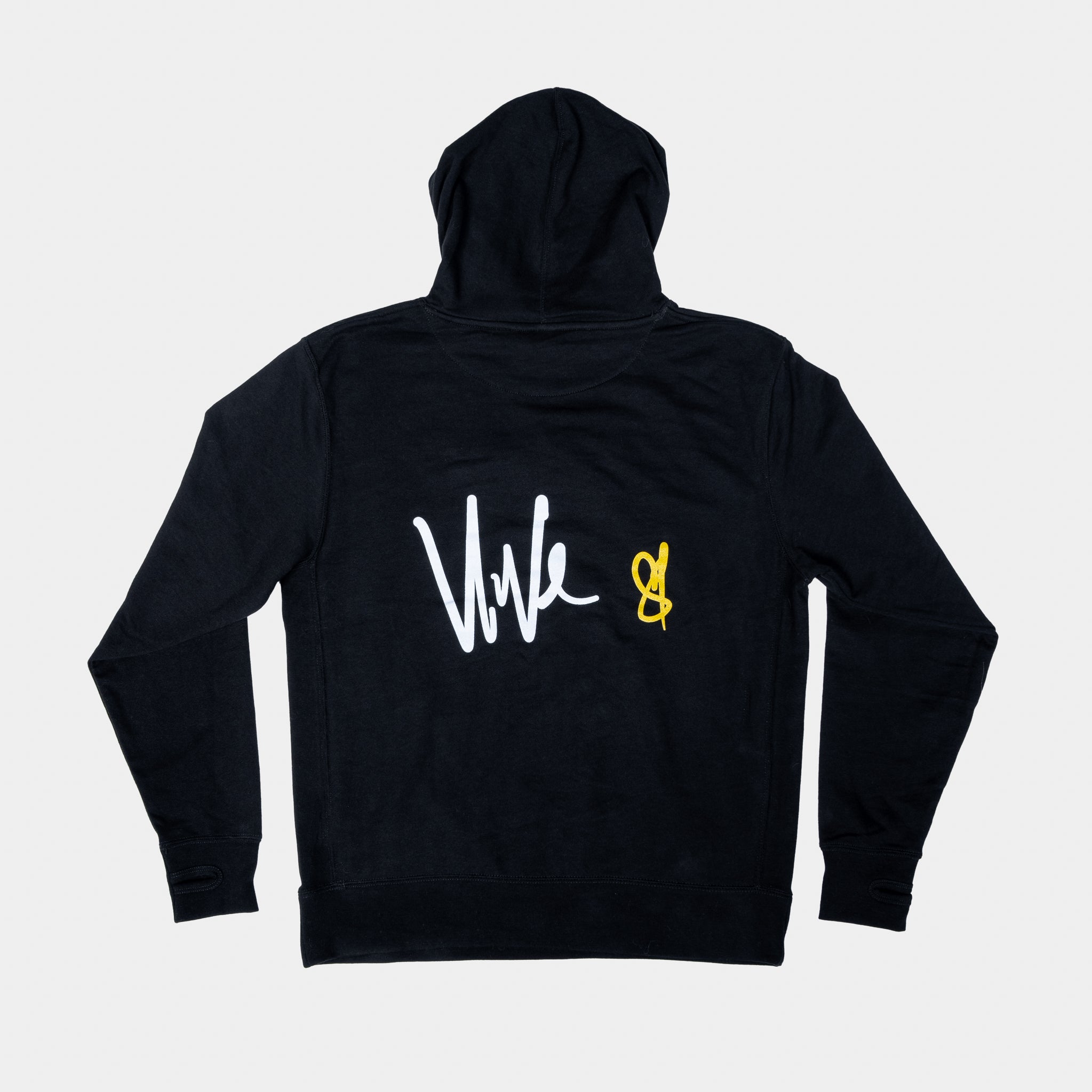The Movement Hoodie backside view - Black color with Multi color design from VIVE