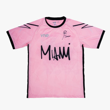 Ultimate Strike 22 Miami Soccer Jersey - Pink color with black lettering from VIVE