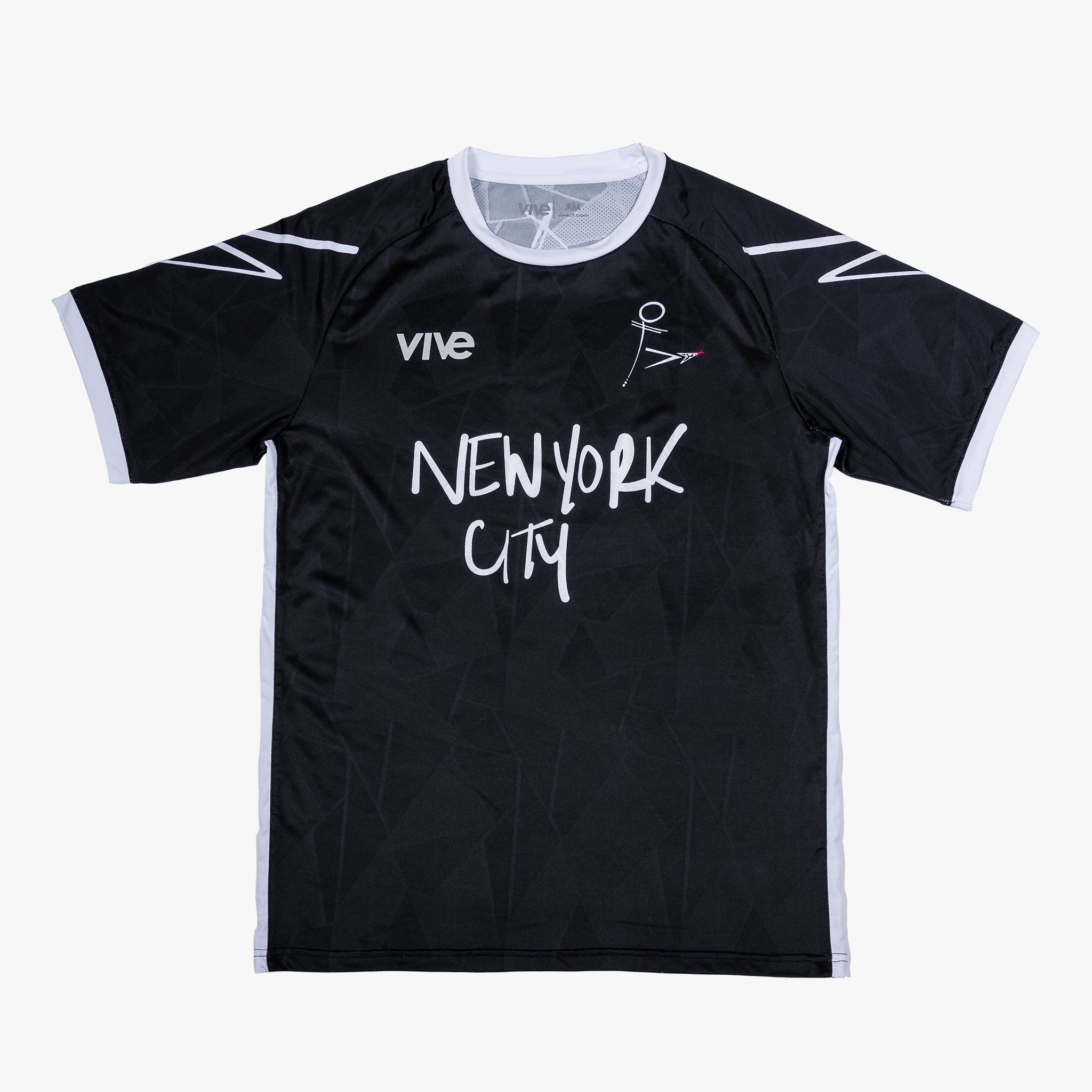 Ultimate Strike 22 NYC Soccer Jersey - Black color with white lettering from VIVE