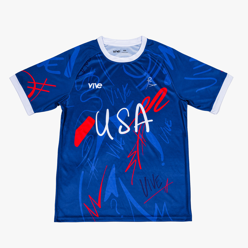USA Wild Soccer Jersey - Blue and Red color with White lettering from VIVE